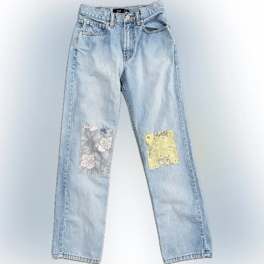 GAP  Patched Straight Leg Jeans - Size 10 - EUC